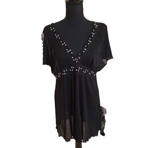 Cover Me Womens Swimsuit Cover Up Beads Embellishment Black One Size